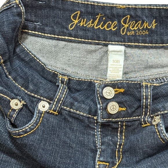 JUSTICE PREMIUM GIRLS Size 10R Short Bermuda Dark Blue JEAN SHORTS - Picture 4 of 6